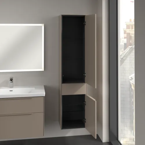 Bild von VILLEROY BOCH Subway 3.0 Hochschrank, 2 Türen, 1 Auszug, 400 x 1710 x 362 mm, Taupe / Taupe #C59102VM