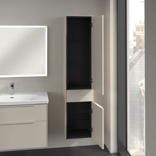 Bild von VILLEROY BOCH Subway 3.0 Hochschrank, 2 Türen, 1 Auszug, 400 x 1710 x 362 mm, Cashmere Grey / Cashmere Grey #C59102VN
