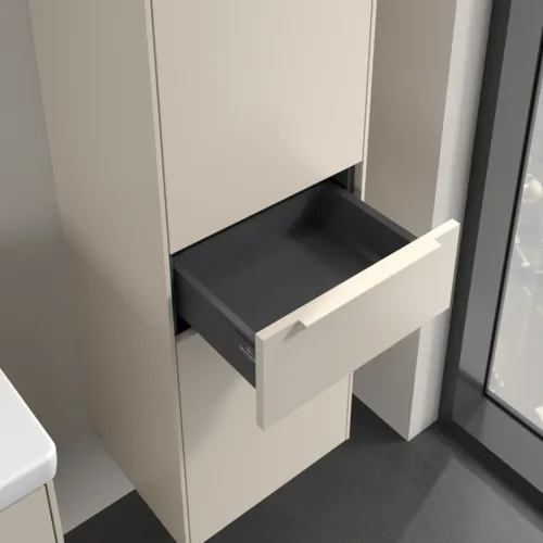 Bild von VILLEROY BOCH Subway 3.0 Hochschrank, 2 Türen, 1 Auszug, 400 x 1710 x 362 mm, Cashmere Grey / Cashmere Grey #C59102VN