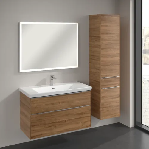 Bild von VILLEROY BOCH Subway 3.0 Hochschrank, 2 Türen, 1 Auszug, 400 x 1710 x 362 mm, Kansas Oak / Kansas Oak #C59100RH