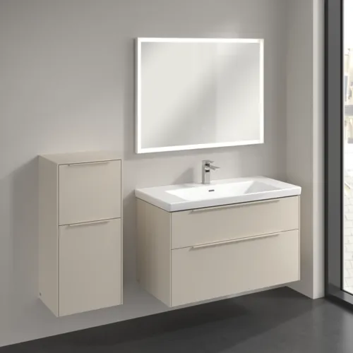 Bild von VILLEROY BOCH Subway 3.0 Seitenschrank, 1 Auszug, 1 Tür, 400 x 860 x 362 mm, Cashmere Grey / Cashmere Grey #C59402VN
