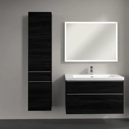 Bild von VILLEROY BOCH Subway 3.0 Hochschrank, 2 Türen, 1 Auszug, 400 x 1710 x 362 mm, Black Oak / Black Oak #C59000AB