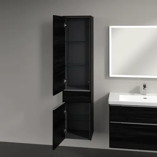Bild von VILLEROY BOCH Subway 3.0 Hochschrank, 2 Türen, 1 Auszug, 400 x 1710 x 362 mm, Black Oak / Black Oak #C59000AB