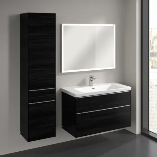 Bild von VILLEROY BOCH Subway 3.0 Hochschrank, 2 Türen, 1 Auszug, 400 x 1710 x 362 mm, Black Oak / Black Oak #C59000AB