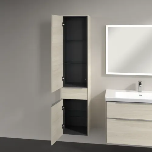 Bild von VILLEROY BOCH Subway 3.0 Hochschrank, 2 Türen, 1 Auszug, 400 x 1710 x 362 mm, White Oak / White Oak #C59000AA