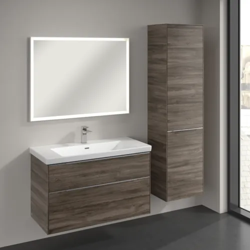 Bild von VILLEROY BOCH Subway 3.0 Hochschrank, 1 Tür, 1 Wäscheklappe, 450 x 1710 x 362 mm, Stone Oak / Stone Oak #C59300RK