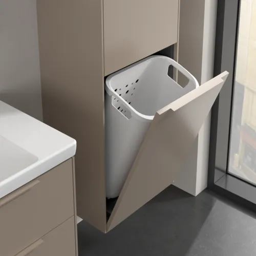 Bild von VILLEROY BOCH Subway 3.0 Hochschrank, 1 Tür, 1 Wäscheklappe, 450 x 1710 x 362 mm, Taupe / Taupe #C59302VM