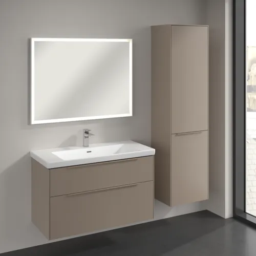 Bild von VILLEROY BOCH Subway 3.0 Hochschrank, 1 Tür, 1 Wäscheklappe, 450 x 1710 x 362 mm, Taupe / Taupe #C59302VM