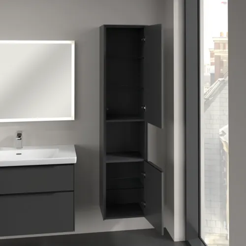 Bild von VILLEROY BOCH Subway 3.0 Hochschrank, 2 Türen, 400 x 1710 x 362 mm, Graphite / Graphite #C58901VR