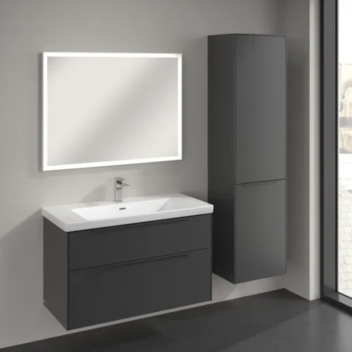 Bild von VILLEROY BOCH Subway 3.0 Hochschrank, 1 Tür, 1 Wäscheklappe, 450 x 1710 x 362 mm, Graphite / Graphite #C59302VR