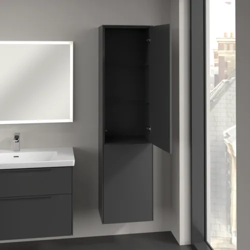 Bild von VILLEROY BOCH Subway 3.0 Hochschrank, 1 Tür, 1 Wäscheklappe, 450 x 1710 x 362 mm, Graphite / Graphite #C59302VR