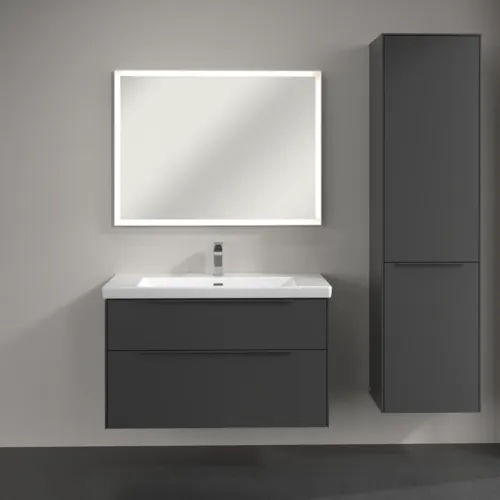 Bild von VILLEROY BOCH Subway 3.0 Hochschrank, 1 Tür, 1 Wäscheklappe, 450 x 1710 x 362 mm, Graphite / Graphite #C59302VR