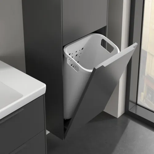 Bild von VILLEROY BOCH Subway 3.0 Hochschrank, 1 Tür, 1 Wäscheklappe, 450 x 1710 x 362 mm, Graphite / Graphite #C59302VR