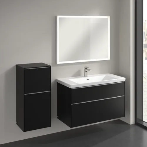 Bild von VILLEROY BOCH Subway 3.0 Seitenschrank, 1 Auszug, 1 Tür, 400 x 860 x 362 mm, Volcano Black / Volcano Black #C59400VL