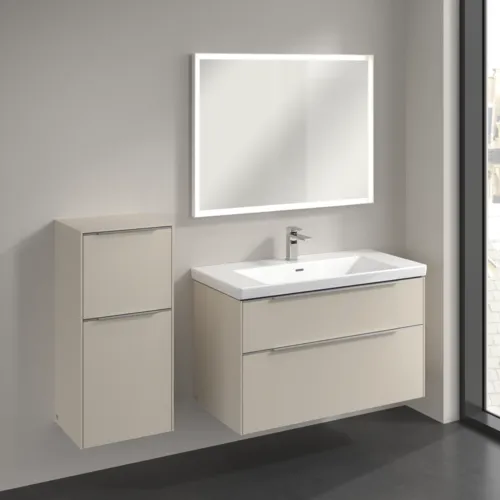 Bild von VILLEROY BOCH Subway 3.0 Seitenschrank, 1 Auszug, 1 Tür, 400 x 860 x 362 mm, Cashmere Grey / Cashmere Grey #C59400VN