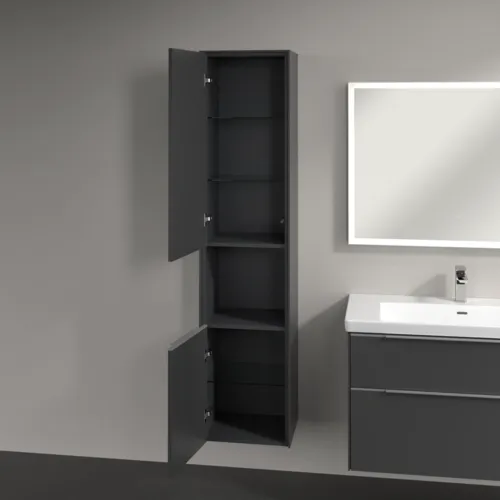 Bild von VILLEROY BOCH Subway 3.0 Hochschrank, 2 Türen, 400 x 1710 x 362 mm, Graphite / Graphite #C58800VR