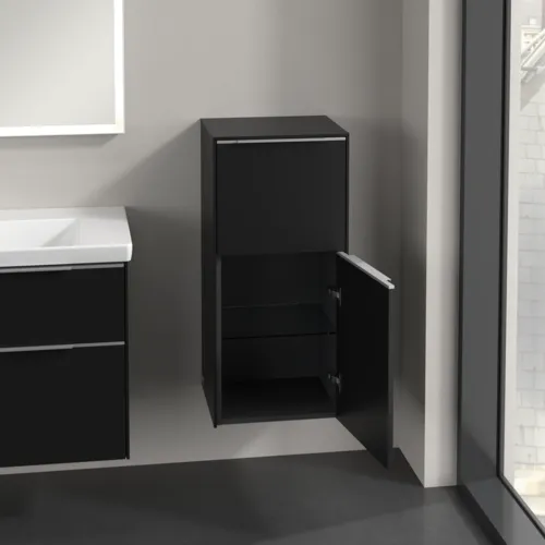 Bild von VILLEROY BOCH Subway 3.0 Seitenschrank, 1 Auszug, 1 Tür, 400 x 860 x 362 mm, Volcano Black / Volcano Black #C59500VL
