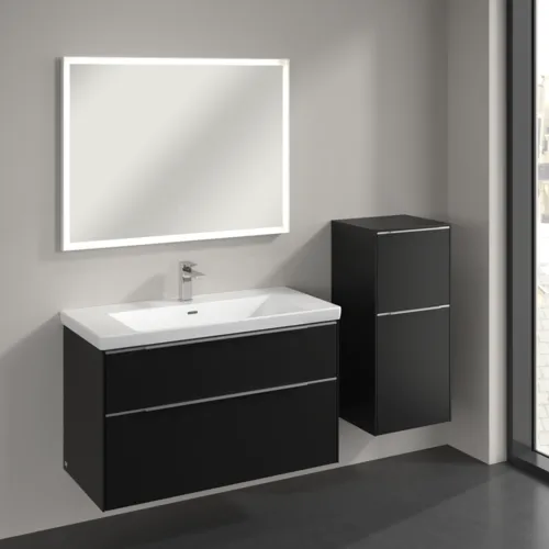 Bild von VILLEROY BOCH Subway 3.0 Seitenschrank, 1 Auszug, 1 Tür, 400 x 860 x 362 mm, Volcano Black / Volcano Black #C59500VL