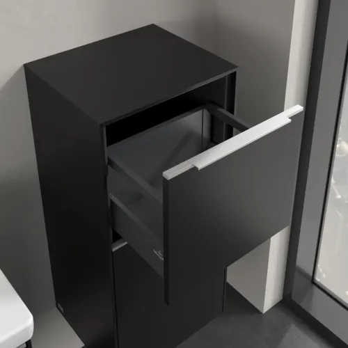 Bild von VILLEROY BOCH Subway 3.0 Seitenschrank, 1 Auszug, 1 Tür, 400 x 860 x 362 mm, Volcano Black / Volcano Black #C59500VL
