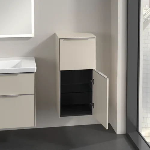 Bild von VILLEROY BOCH Subway 3.0 Seitenschrank, 1 Auszug, 1 Tür, 400 x 860 x 362 mm, Cashmere Grey / Cashmere Grey #C59500VN