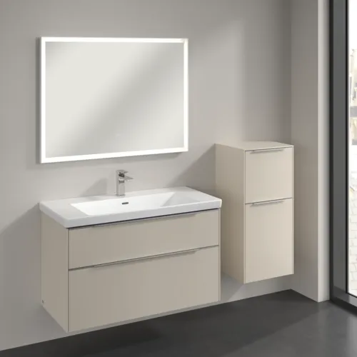 Bild von VILLEROY BOCH Subway 3.0 Seitenschrank, 1 Auszug, 1 Tür, 400 x 860 x 362 mm, Cashmere Grey / Cashmere Grey #C59500VN