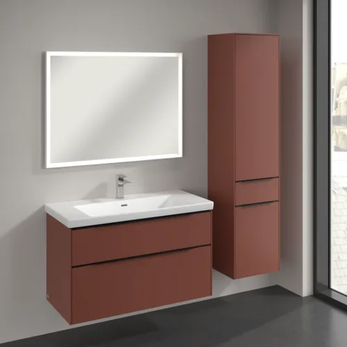 Bild von VILLEROY BOCH Subway 3.0 Hochschrank, 2 Türen, 1 Auszug, 400 x 1710 x 362 mm, Wine Red / Wine Red #C59101AH