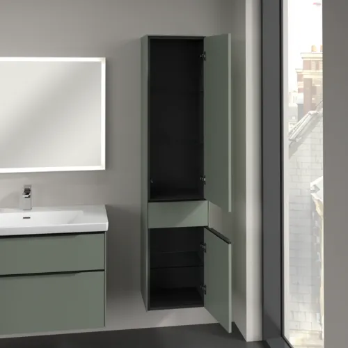 Bild von VILLEROY BOCH Subway 3.0 Hochschrank, 2 Türen, 1 Auszug, 400 x 1710 x 362 mm, Soft Green / Soft Green #C59101AF
