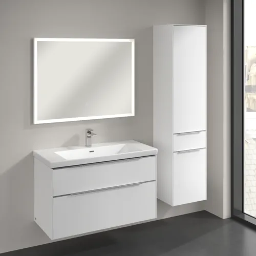 Bild von VILLEROY BOCH Subway 3.0 Hochschrank, 2 Türen, 1 Auszug, 400 x 1710 x 362 mm, Pure White / Pure White #C59100VF