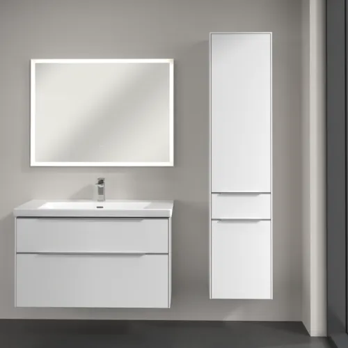 Bild von VILLEROY BOCH Subway 3.0 Hochschrank, 2 Türen, 1 Auszug, 400 x 1710 x 362 mm, Pure White / Pure White #C59100VF