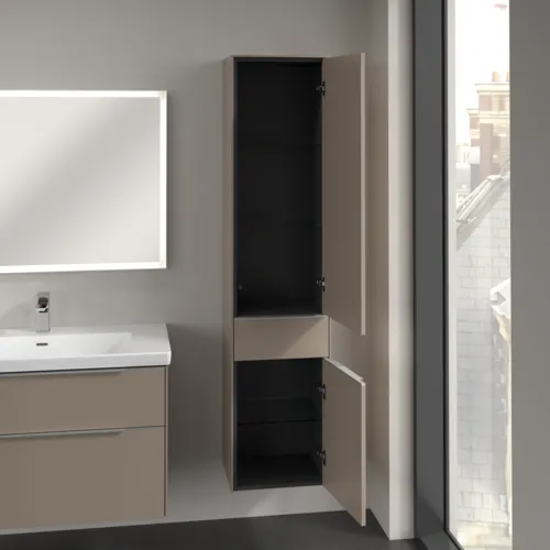 Bild von VILLEROY BOCH Subway 3.0 Hochschrank, 2 Türen, 1 Auszug, 400 x 1710 x 362 mm, Taupe / Taupe #C59100VM