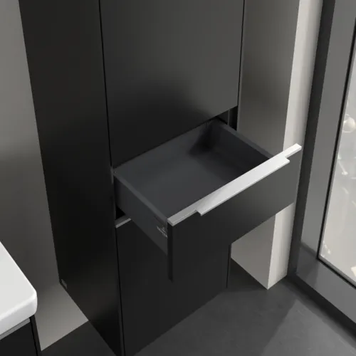 Bild von VILLEROY BOCH Subway 3.0 Hochschrank, 2 Türen, 1 Auszug, 400 x 1710 x 362 mm, Volcano Black / Volcano Black #C59100VL