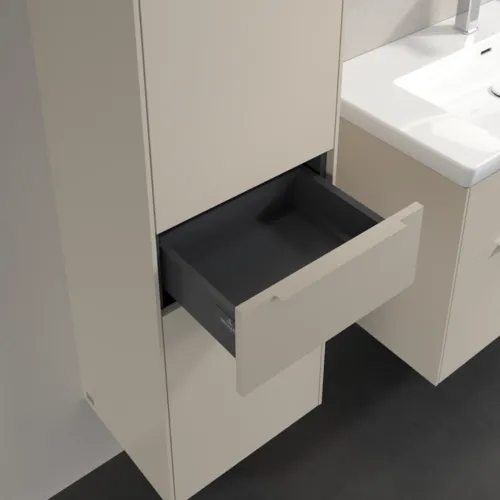 Bild von VILLEROY BOCH Subway 3.0 Hochschrank, 2 Türen, 1 Auszug, 400 x 1710 x 362 mm, Cashmere Grey / Cashmere Grey #C59002VN