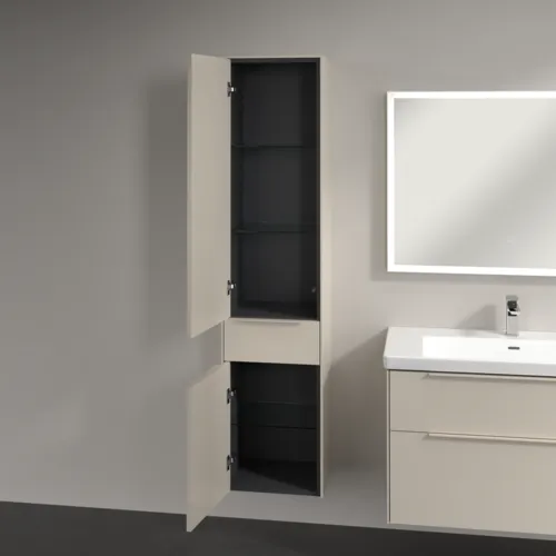 Bild von VILLEROY BOCH Subway 3.0 Hochschrank, 2 Türen, 1 Auszug, 400 x 1710 x 362 mm, Cashmere Grey / Cashmere Grey #C59002VN