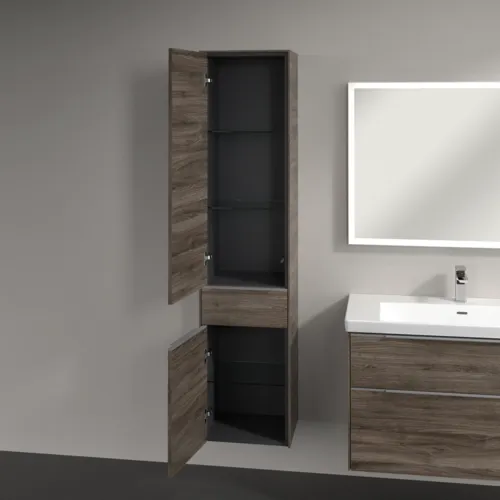 Bild von VILLEROY BOCH Subway 3.0 Hochschrank, 2 Türen, 1 Auszug, 400 x 1710 x 362 mm, Stone Oak / Stone Oak #C59000RK