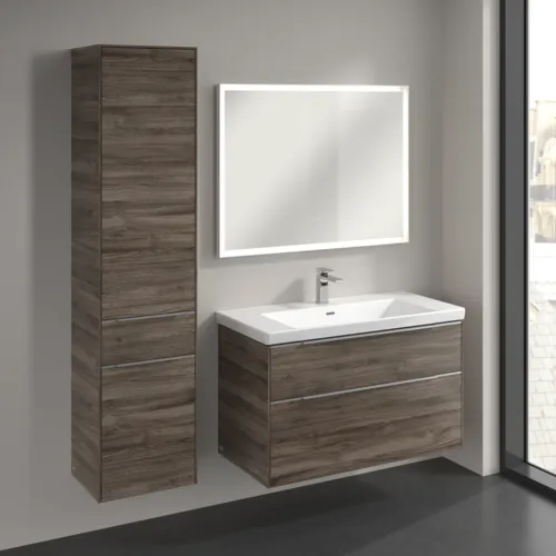 Bild von VILLEROY BOCH Subway 3.0 Hochschrank, 2 Türen, 1 Auszug, 400 x 1710 x 362 mm, Stone Oak / Stone Oak #C59000RK