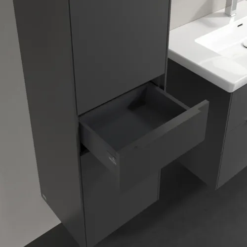 Bild von VILLEROY BOCH Subway 3.0 Hochschrank, 2 Türen, 1 Auszug, 400 x 1710 x 362 mm, Graphite / Graphite #C59002VR