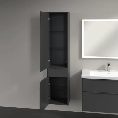 Bild von VILLEROY BOCH Subway 3.0 Hochschrank, 2 Türen, 1 Auszug, 400 x 1710 x 362 mm, Graphite / Graphite #C59002VR