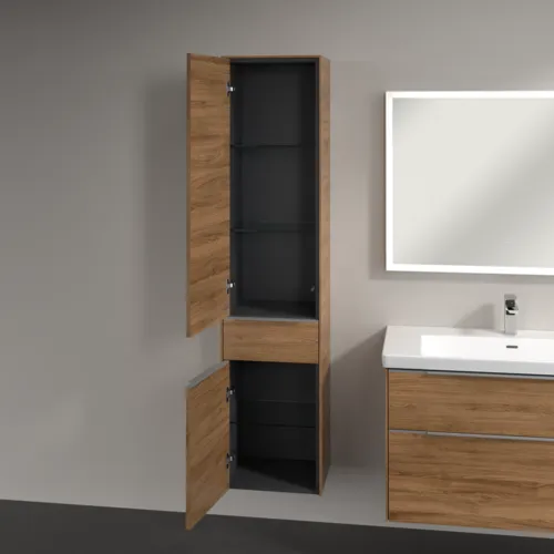 VILLEROY BOCH Subway 3.0 Hochschrank, 2 Türen, 1 Auszug, 400 x 1710 x 362 mm, Kansas Oak / Kansas Oak #C59000RH, Bild 5