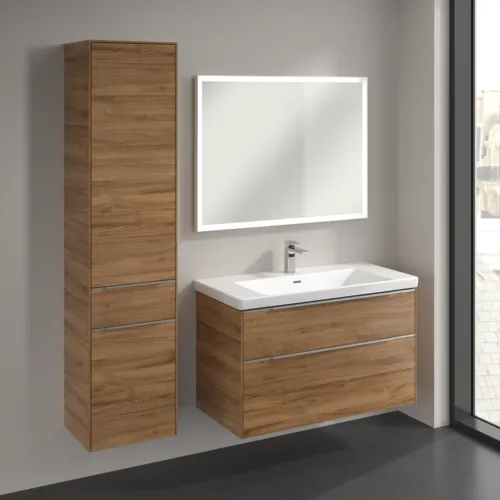 VILLEROY BOCH Subway 3.0 Hochschrank, 2 Türen, 1 Auszug, 400 x 1710 x 362 mm, Kansas Oak / Kansas Oak #C59000RH, Bild 3