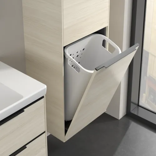 Bild von VILLEROY BOCH Subway 3.0 Hochschrank, 1 Tür, 1 Wäscheklappe, 450 x 1710 x 362 mm, White Oak / White Oak #C59301AA