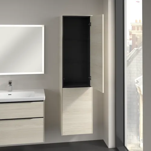 Bild von VILLEROY BOCH Subway 3.0 Hochschrank, 1 Tür, 1 Wäscheklappe, 450 x 1710 x 362 mm, White Oak / White Oak #C59301AA