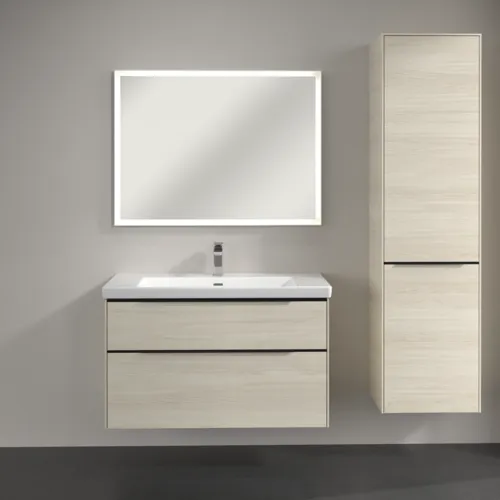Bild von VILLEROY BOCH Subway 3.0 Hochschrank, 1 Tür, 1 Wäscheklappe, 450 x 1710 x 362 mm, White Oak / White Oak #C59301AA
