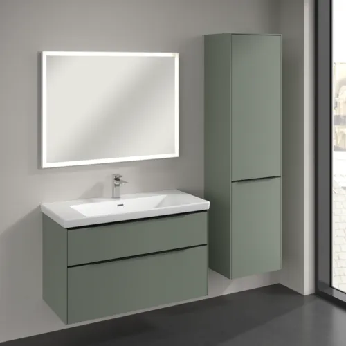 Bild von VILLEROY BOCH Subway 3.0 Hochschrank, 1 Tür, 1 Wäscheklappe, 450 x 1710 x 362 mm, Soft Green / Soft Green #C59301AF