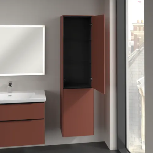 Bild von VILLEROY BOCH Subway 3.0 Hochschrank, 1 Tür, 1 Wäscheklappe, 450 x 1710 x 362 mm, Wine Red / Wine Red #C59301AH