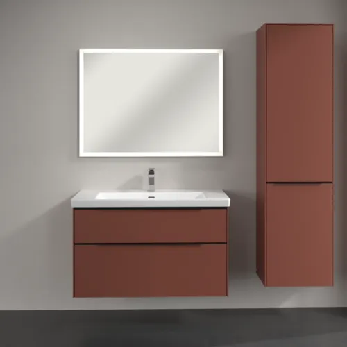 Bild von VILLEROY BOCH Subway 3.0 Hochschrank, 1 Tür, 1 Wäscheklappe, 450 x 1710 x 362 mm, Wine Red / Wine Red #C59301AH