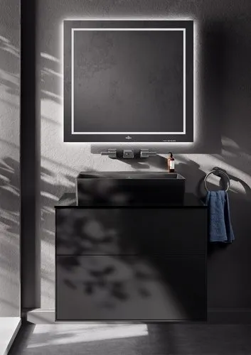Bild von VILLEROY BOCH Finion Waschbeckenunterschrank, 2 Auszüge, 800 x 603 x 501 mm, Black Matt Lacquer / Glass Black Matt #F09200PD