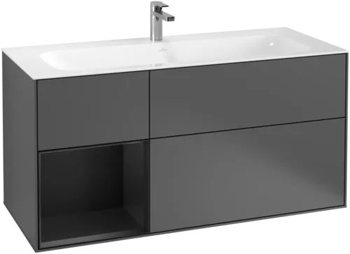 Bild von VILLEROY BOCH Finion Waschbeckenunterschrank, mit Beleuchtung, 3 Auszüge, 1196 x 591 x 498 mm, Anthracite Matt Lacquer / Black Matt Lacquer #F060PDGK