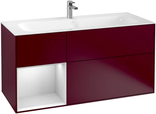 Obrázek VILLEROY BOCH Toaletní skříňka Finion, s osvětlením, 3 výsuvy, 1196 x 591 x 498 mm, matný lak Peony / bílý matný lak #F060MTHB