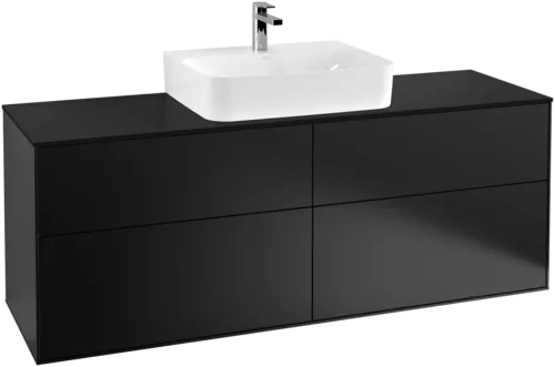 VILLEROY BOCH Finion Waschbeckenunterschrank, 4 Auszüge, 1600 x 603 x 501 mm, Black Matt Lacquer / Glass Black Matt #F19200PD, Bild 2