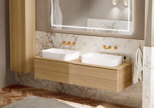 Bild von VILLEROY BOCH Antao Waschbeckenunterschrank, 4 Auszüge, 1600 x 360 x 500 mm, Front mit Struktur, Honey Oak / Honey Oak #K28111HN
